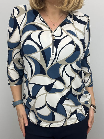 GABRIELLE 3/4 sleeve zip top