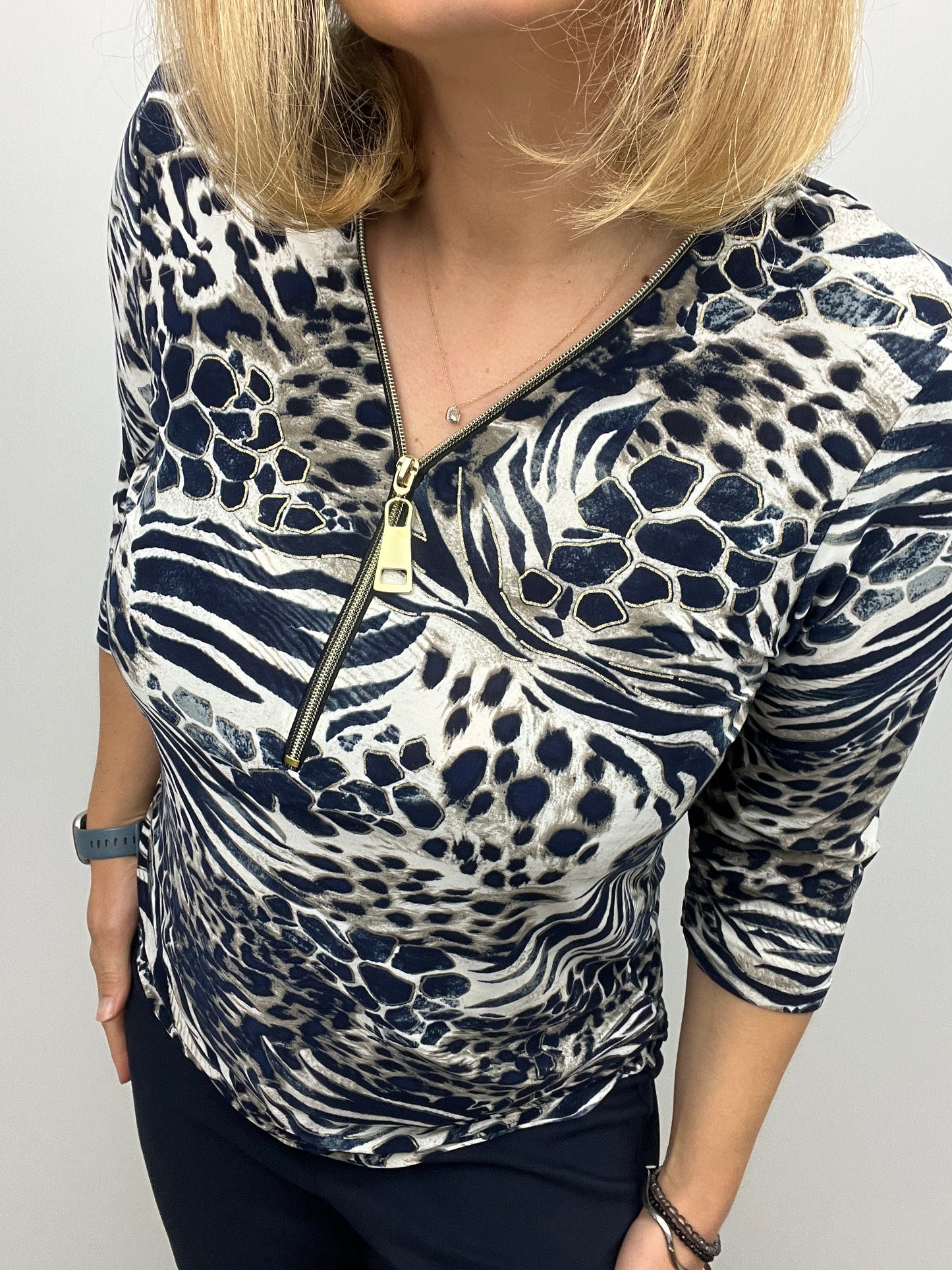 CAROLINE zip top 3/4 sleeve