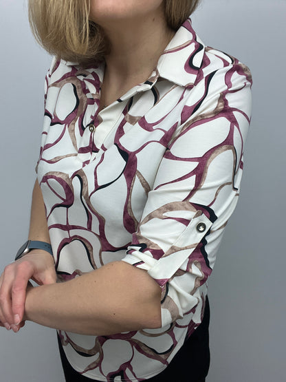 BARBARA top with collar and V-neckline