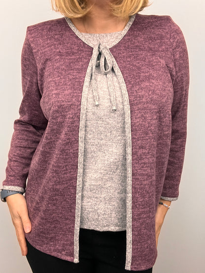 MARIA warm fine knit twin-set effect winter top