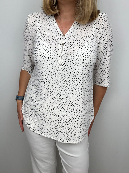 PAULA button-detail V-neck top