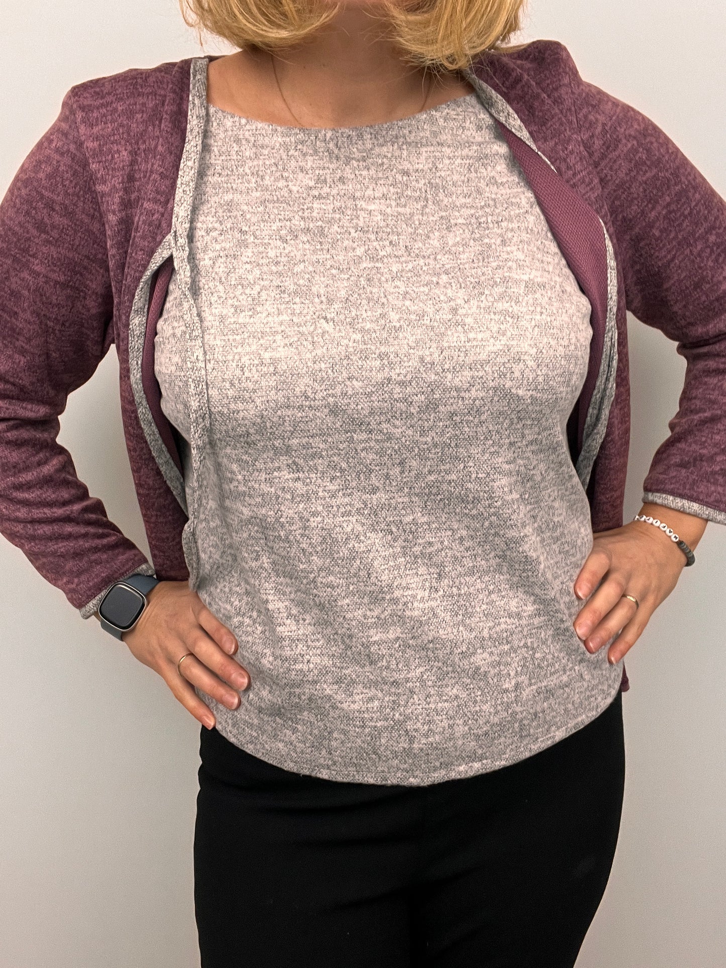 MARIA warm fine knit twin-set effect winter top