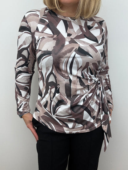 MARGARET peachy feel long sleeve wrap-style top