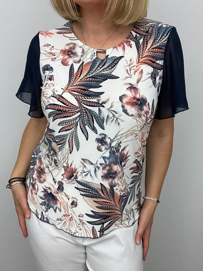 HAILEY top with flutter chiffon sleeve