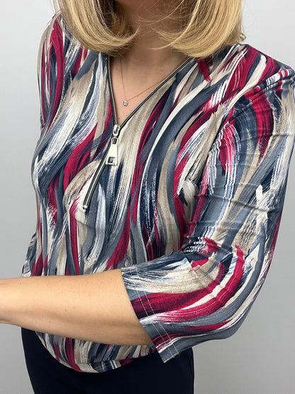 LEAH 3/4 sleeve zip top