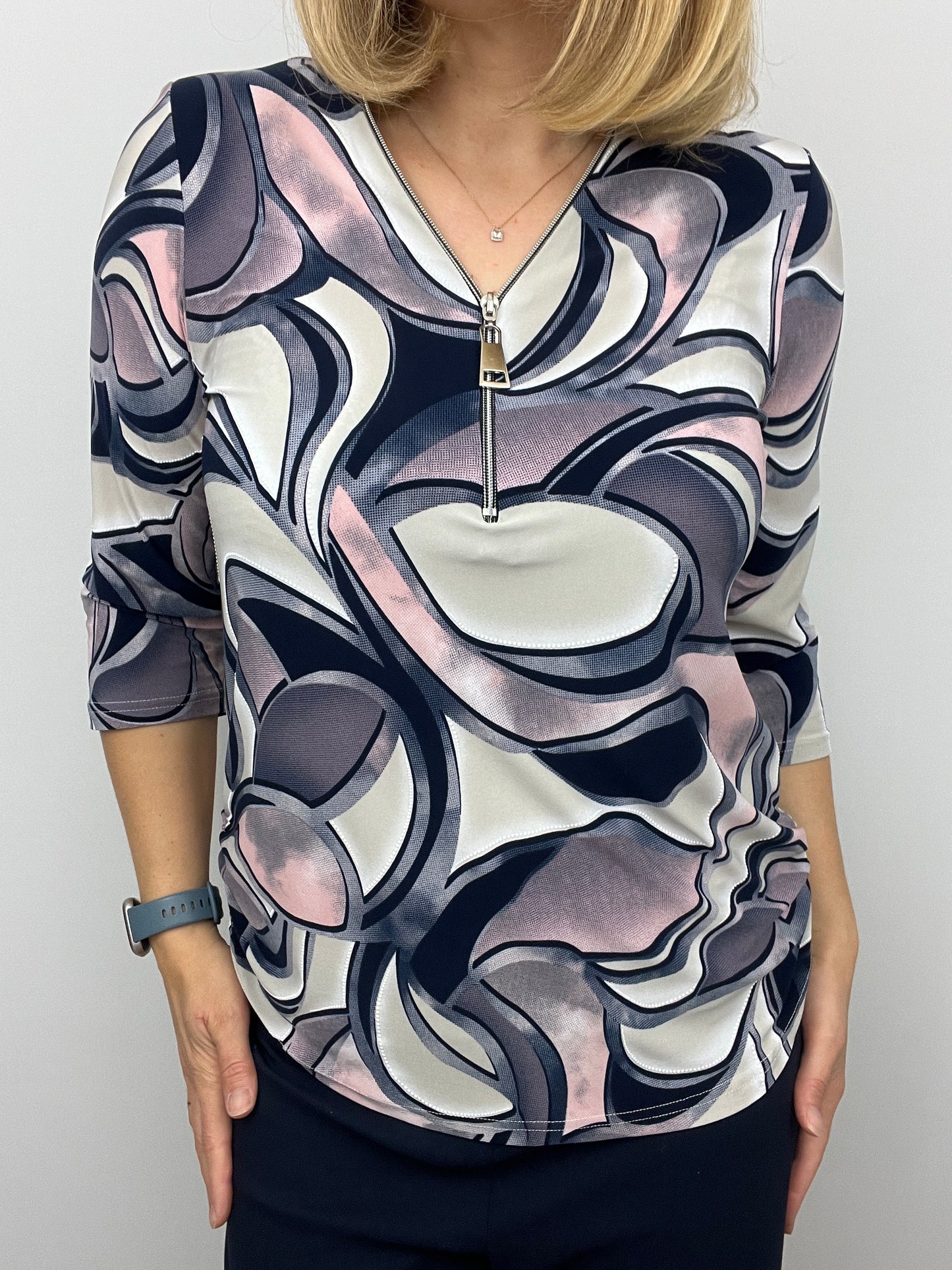 RACHEL 3/4 sleeve zip top