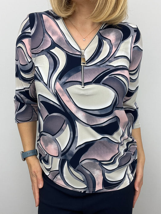 RACHEL 3/4 sleeve zip top