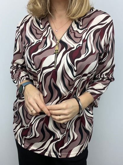 PEONY zip top 3/4 sleeve sizes 22-26