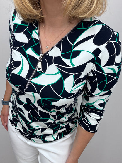 AMANDA 3/4 sleeve zip top