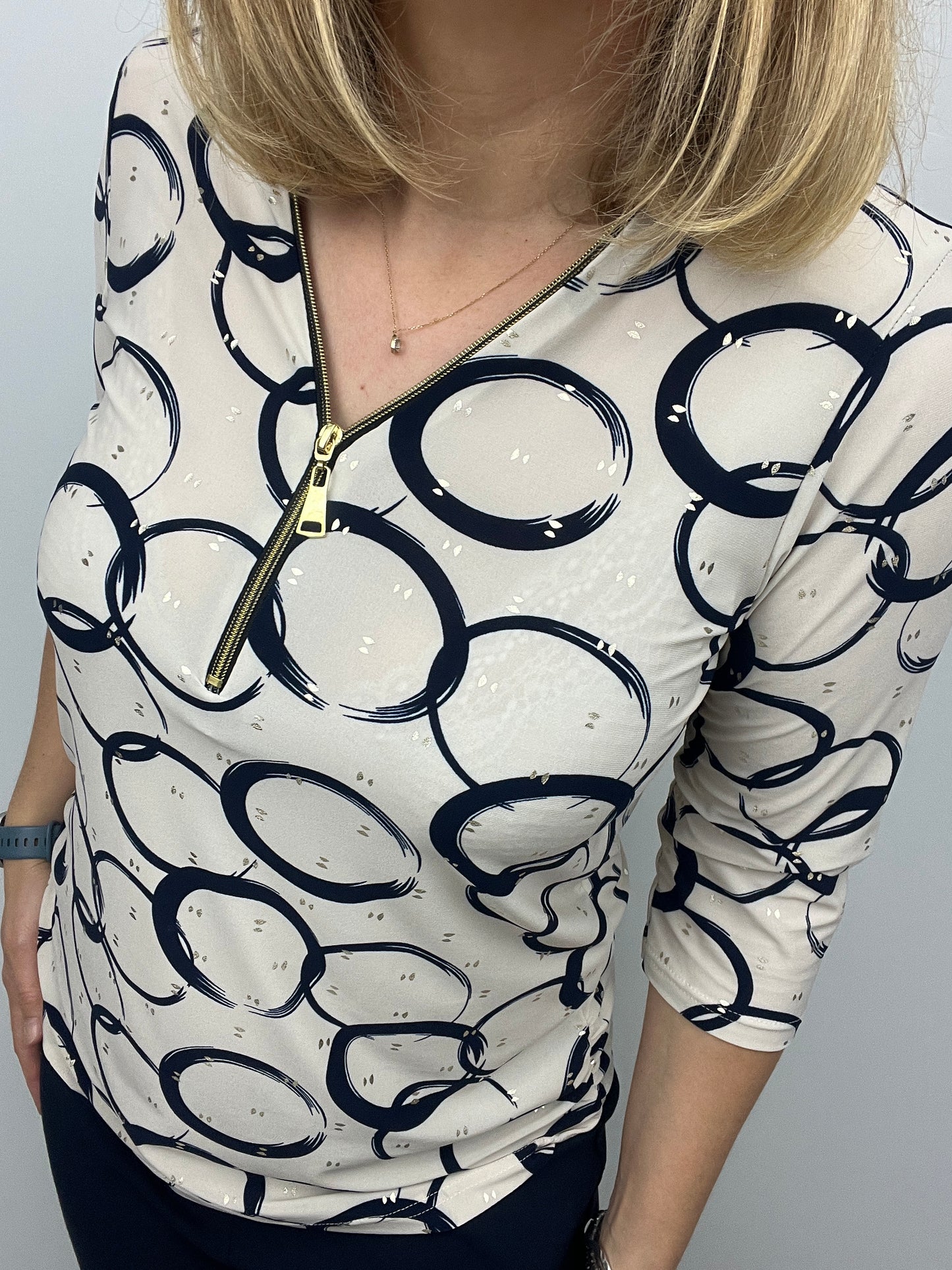 CASEY zip top 3/4 sleeve