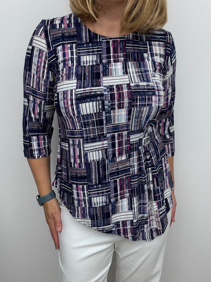 VIOLA round neck top with dipped hem