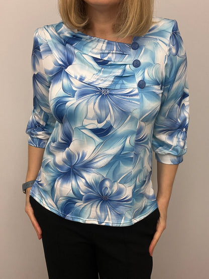 LORRAINE top with pleated neckline