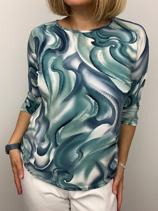 SANDRA round neck top with ruched sides