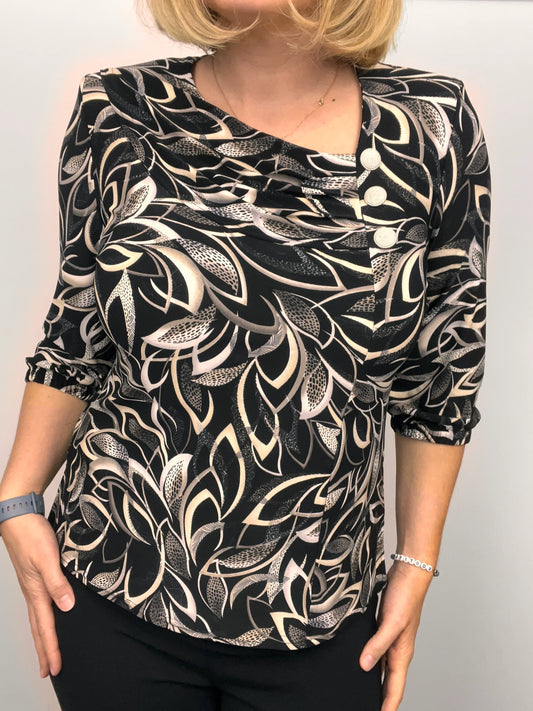 TERESA top with pleated neckline