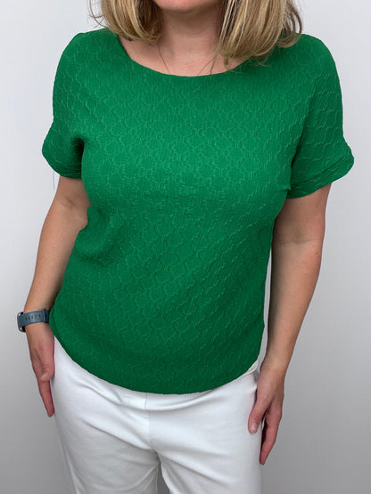 DAVINA textured emerald green top