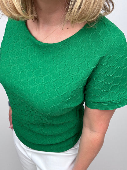 DAVINA textured emerald green top