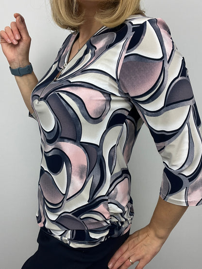 RACHEL 3/4 sleeve zip top