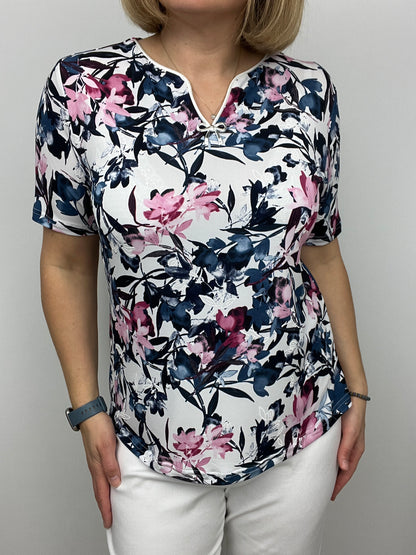 ORCHID short sleeve top with mini-V
