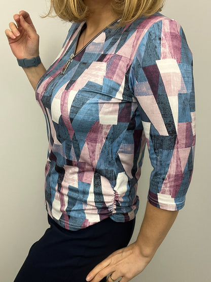 HOLLY 3/4 sleeve zip top