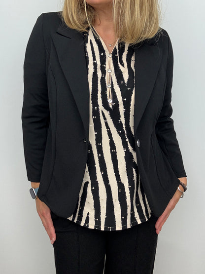STACEY button-detail V-neck top