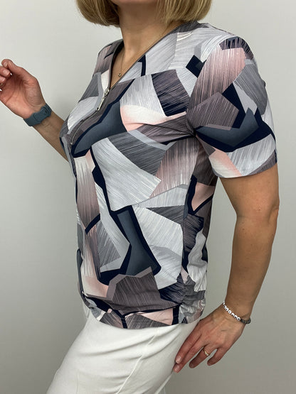 BECKY short sleeve zip top