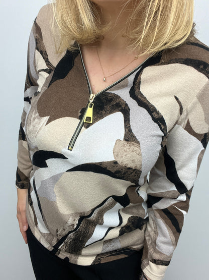 HONEY fine knit zip top