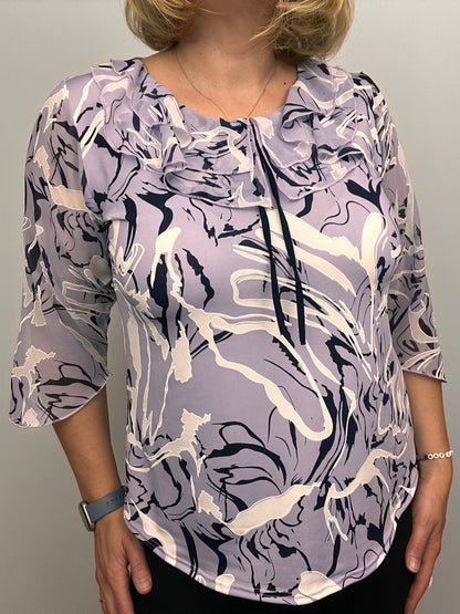 ZARA Double ruffle round neck top