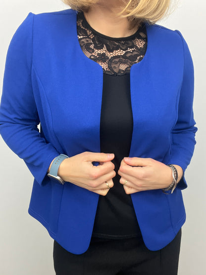 Royal blue One-button fabric jacket