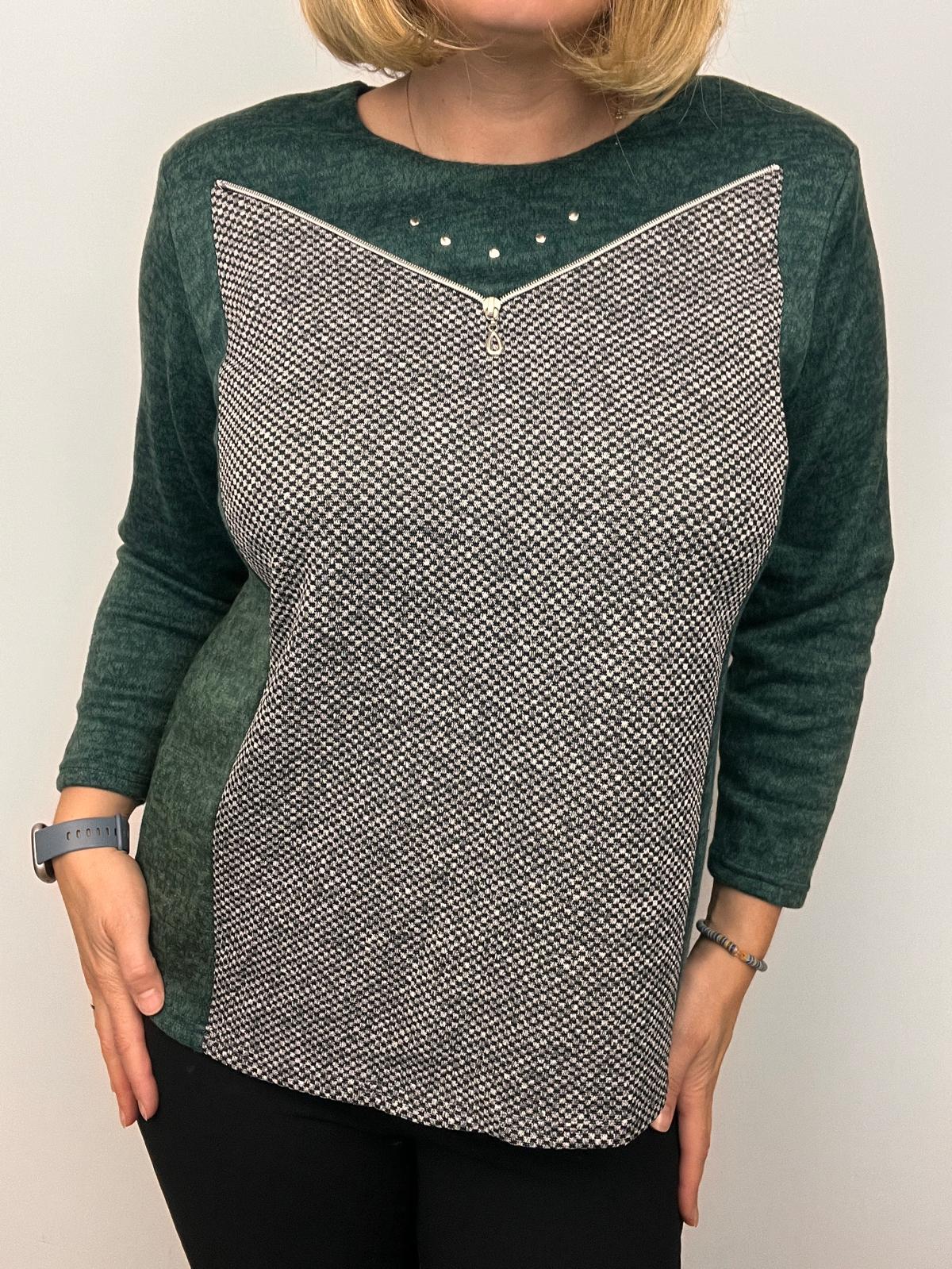 EVA green fine knit winter top