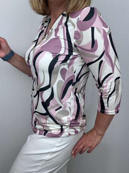 SUE 3/4 sleeve zip top
