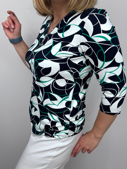 AMANDA 3/4 sleeve zip top