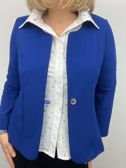 Royal blue One-button fabric jacket