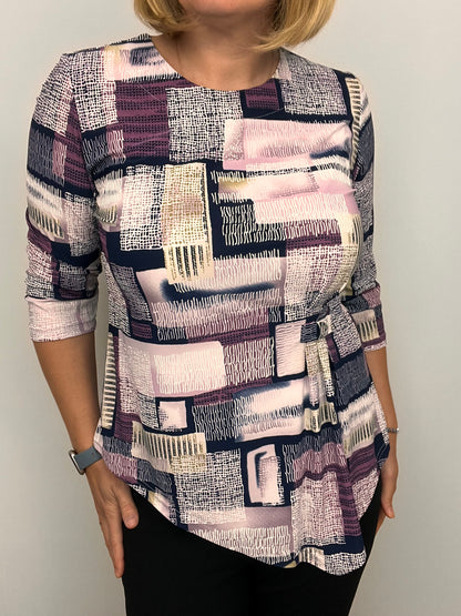 EMILY round neck top with dipped hem