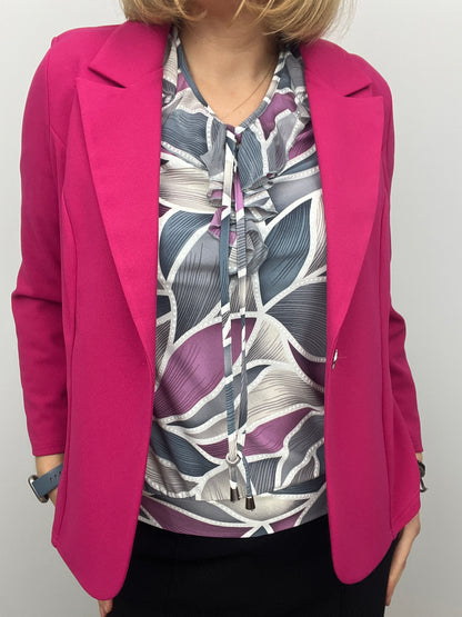 Fuchsia fabric jacket with lapel collar