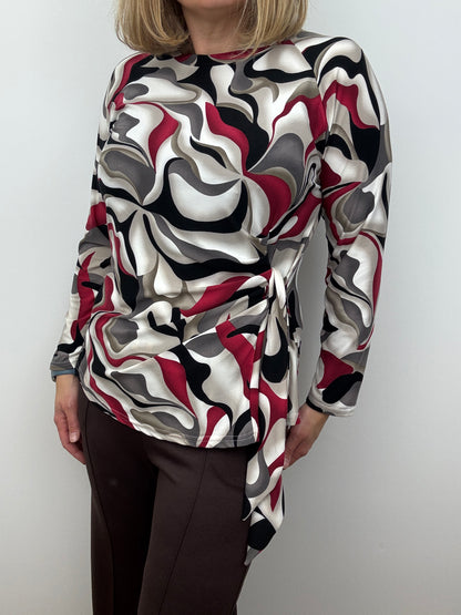SUZANNE peachy feel long sleeve wrap-style top