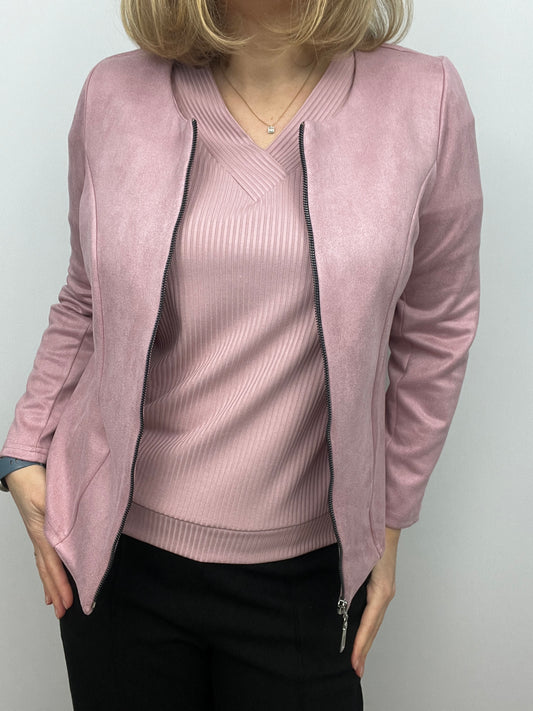 Suedette jacket powder pink