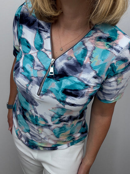 SALLY short sleeve zip top