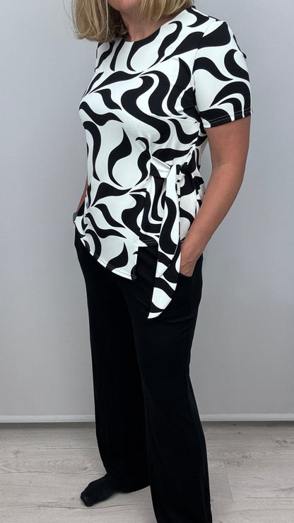 COCO two-piece set: side tie top and trousers set