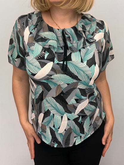 JANET Double ruffle top with chiffon sleeves