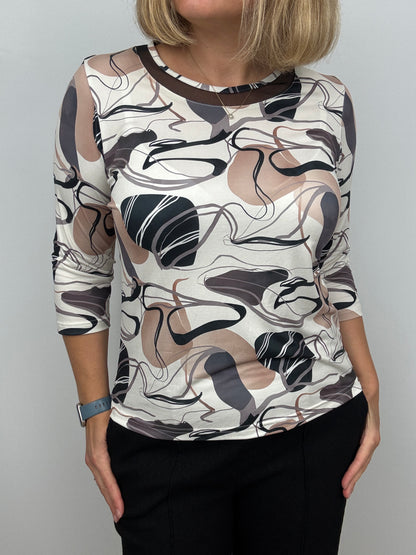 NANCY top with mesh neck detail