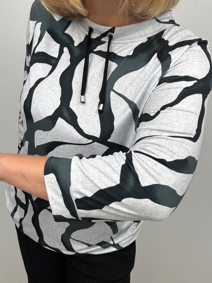 DEBRA soft brushed abstract print high-neck top