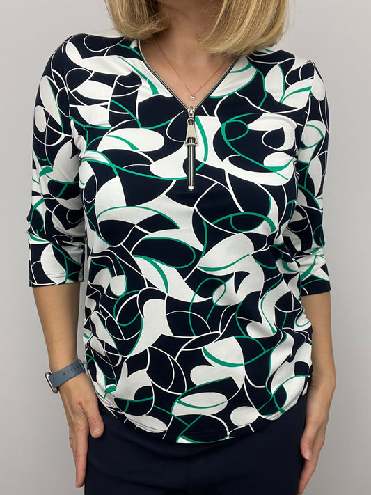 AMANDA 3/4 sleeve zip top
