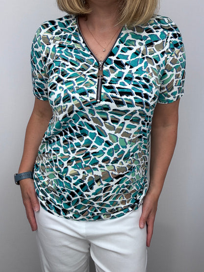 AGATHA short sleeve zip top