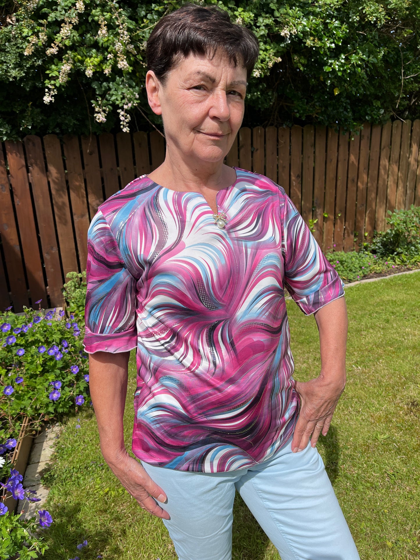 Gillian swirl print top