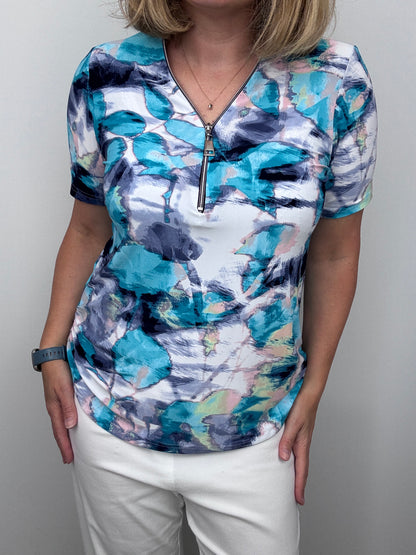 SALLY short sleeve zip top