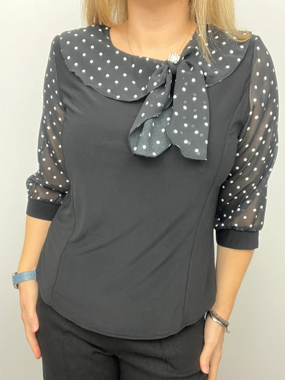 DOREEN top with bow detail at neckline
