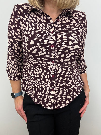 CHELSEA burgundy button down blouse