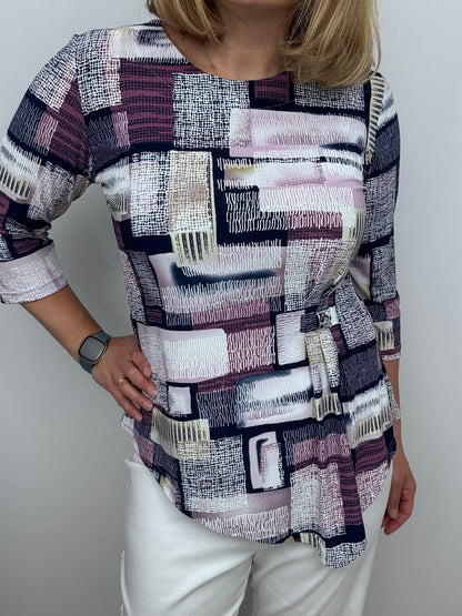 EMILY round neck top with dipped hem
