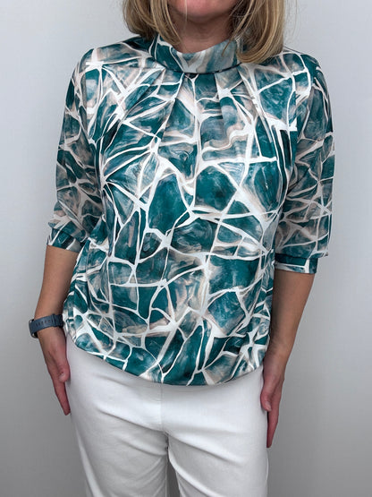 SABRINA high neck top with gently elasticated hem