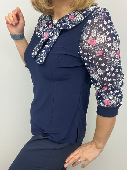 ERICA top with bow detail at neckline